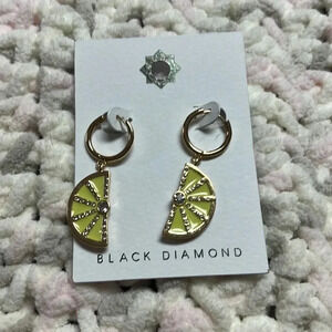Gold and yellow lemon earrings